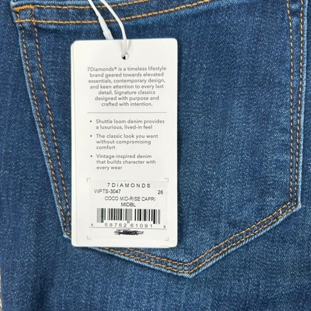 NEW 7Diamonds Coco Mid-Rise Capri Jeans Womens 26 Blue Denim Stretch Casual - Picture 6 of 14